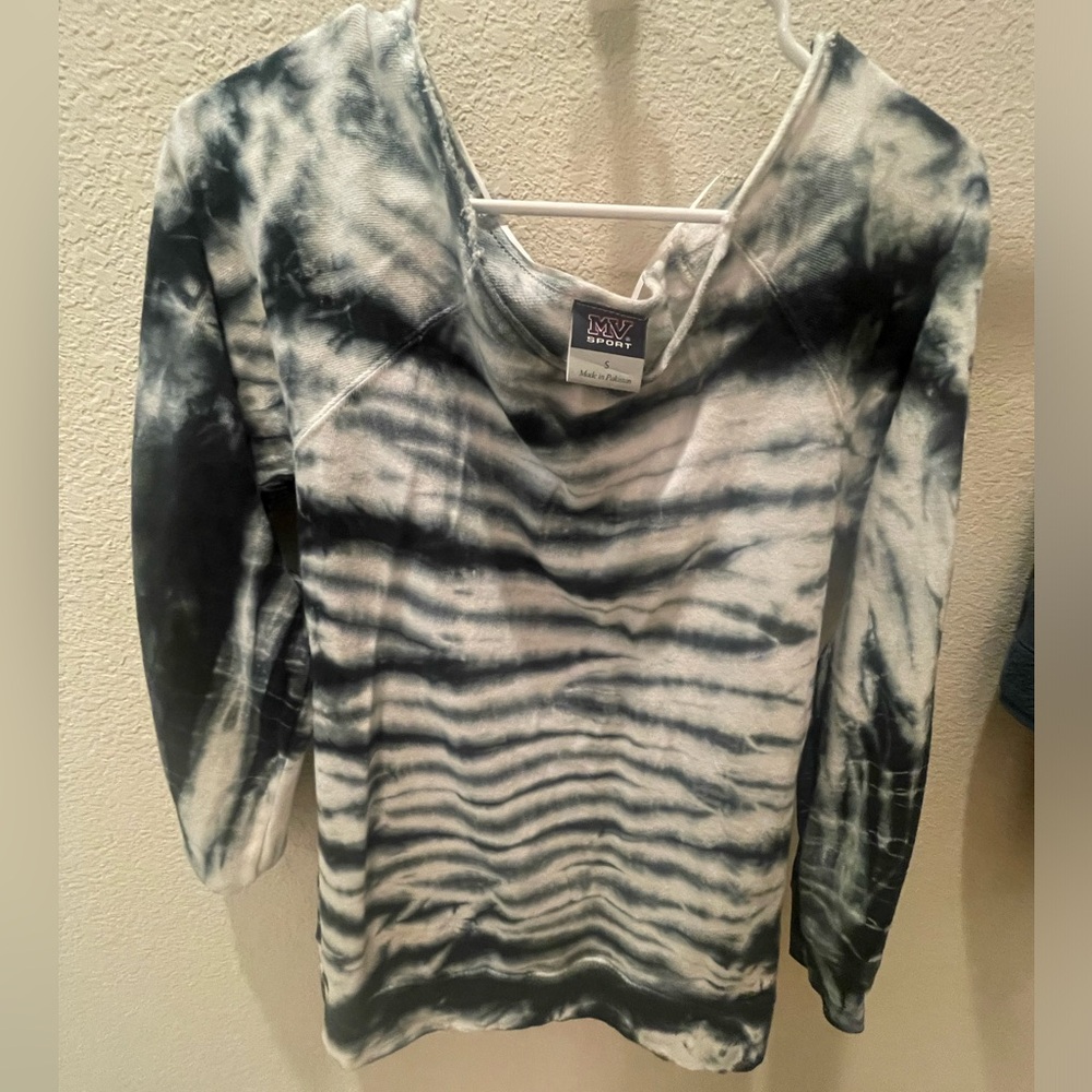 MP Sport Dark Green Tie-Dye Off the Shoulder Sweatshirt - Small, NWOT!